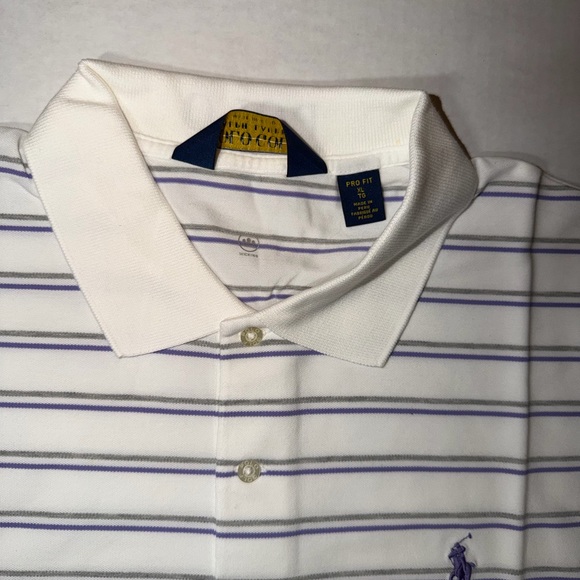 Polo by Ralph Lauren Men's White and Blue Striped Polo Shirt - Picture 5 of 5